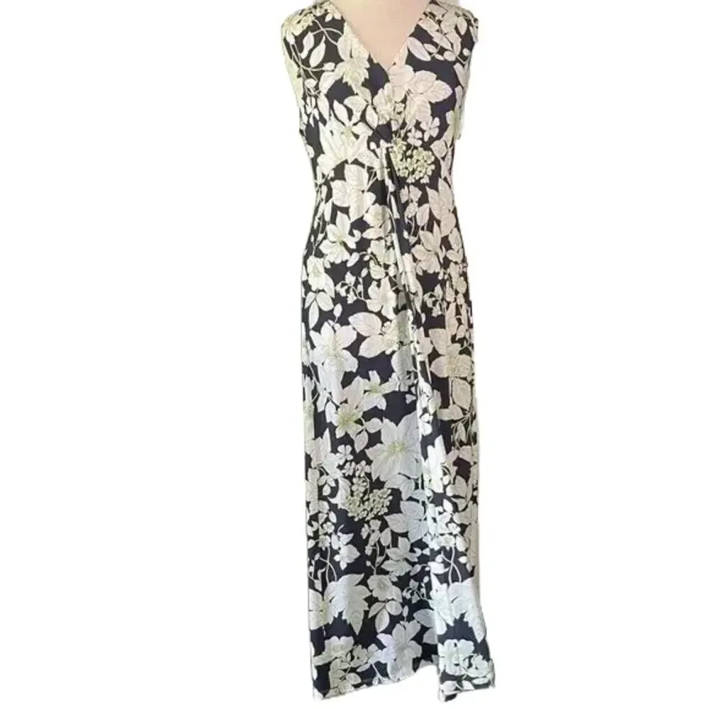 Brooks Brothers Black and White Floral Maxi Dress